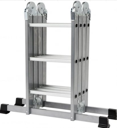 Aparate de masurat - Scara din aluminiu, pliabila, 4x3, 150kg, 3 trepte, 3.55m, Rotor KMP403B