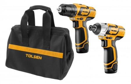 Scule Electrice - Set Masina de gaurit / insurubat + bormasina de impact LI-ION 12V cu geanta, Tolsen 79028