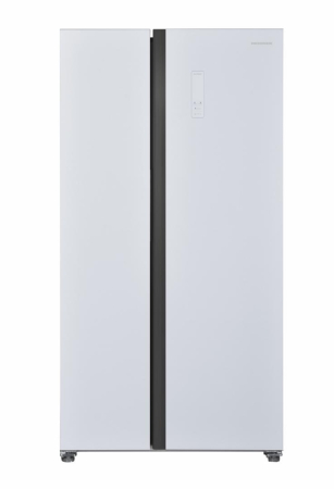 Side by Side - Side by Side HEINNER HSBS-H442NFGWHE++, 442 L, Clasa E, Full No Frost, Compresor Inverter, Display LED Touch, Smart, Super Răcire, Super Congelare, H 177 cm, Sticlă Albă.