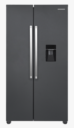 Side by Side - Side by Side HEINNER HSBS-HM439NFINVDGWDE++, 439 L, Clasa E, Full No Frost, Compresor Inverter, Dozator Apă, Display LED Touch, Super Congelare, H 177 cm, Gri Antracit Texturat.