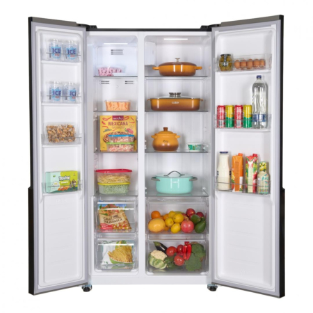 Side by Side HEINNER HSBS-HM442NFGBKE++, 442 L, Clasa E, Full No Frost, Compresor Inverter, Display LED Touch, Smart, Super Răcire, Super Congelare, H 177 cm, Sticlă Neagră. [2]