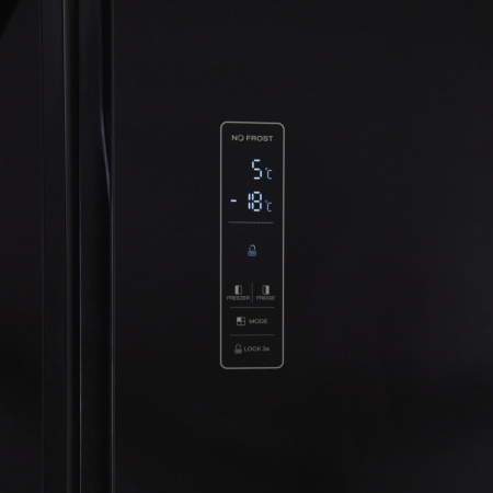 Side by Side HEINNER HSBS-HM442NFGBKE++, 442 L, Clasa E, Full No Frost, Compresor Inverter, Display LED Touch, Smart, Super Răcire, Super Congelare, H 177 cm, Sticlă Neagră. [3]