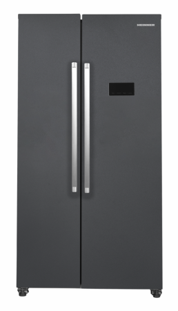 Side by Side - Side by Side HEINNER HSBS-HM442NFINVDGE++, 442 L, Clasa E, Total No Frost, Compresor Inverter, Display LED Touch, Super Congelare, H 177 cm, Gri Antracit Texturat.