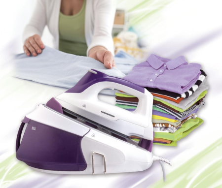 Statie de calcat, putere 2400 W, rezervor apa 1.8 L, talpa ceramica, auto-curatare, setare abur, Mov, HEINNER [1]