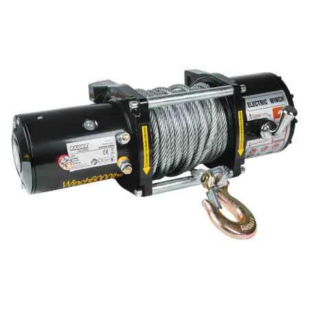 Macarale & Trolii Auto - Troliu electric, 12 V, remorcare 2722 kg, 2.76 KW, cablu 24 m (7.2mm), telecomanda, RAIDER