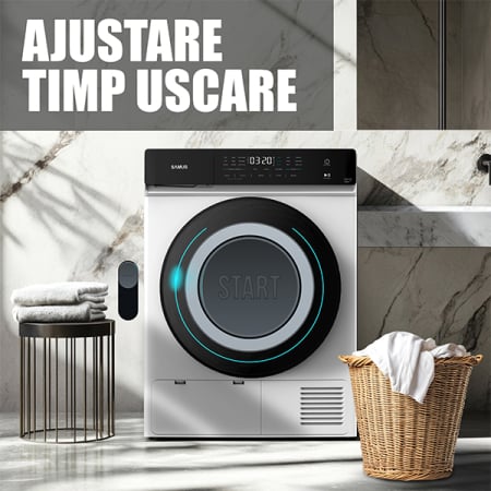 Uscator de rufe, capacitate 9 kg, pompa de caldura, 15 programe, afisaj electronic, SAMUS [6]