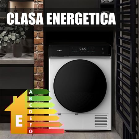 Uscator de rufe, capacitate 9 kg, pompa de caldura, 15 programe, afisaj electronic, SAMUS [12]