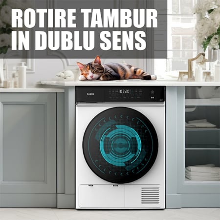 Uscator de rufe, capacitate 9 kg, pompa de caldura, 15 programe, afisaj electronic, SAMUS [7]