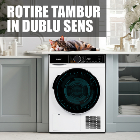 Uscator de rufe cu pompa de caldura, capacitate 8 kg, 15 programe, afisaj digital, rotire dublu sens, SAMUS [11]
