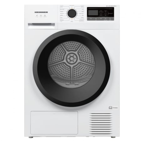Uscatoare de rufe - Uscator de rufe cu pompa de caldura, capacitate 8 kg, 16 programe, panou digital, clasa E, Alb, HEINNER