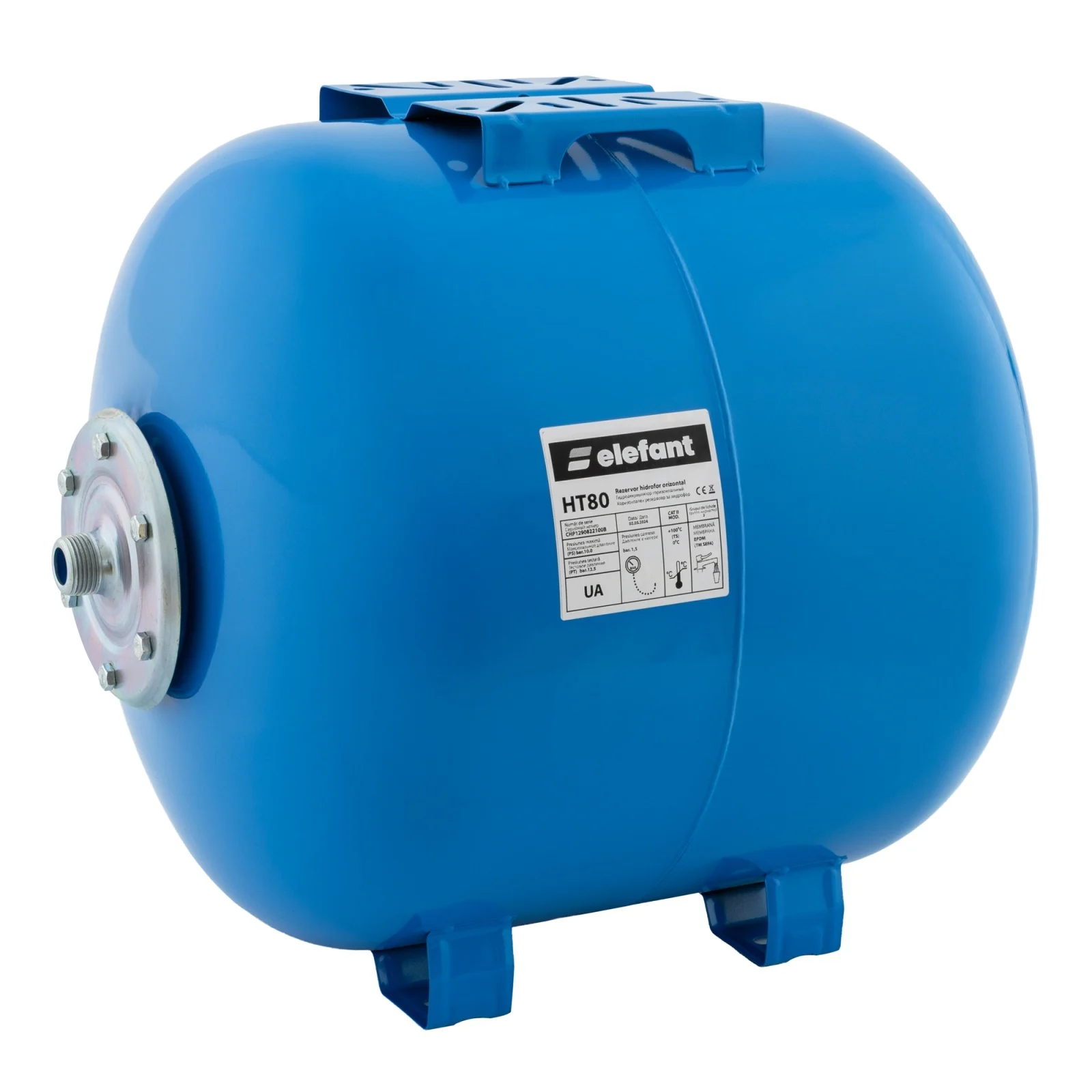 Bazine hidrofor - Vas de expansiune, capacitate 80 L, orizontal, 10 Bar, membrana inclusa, ELEFANT