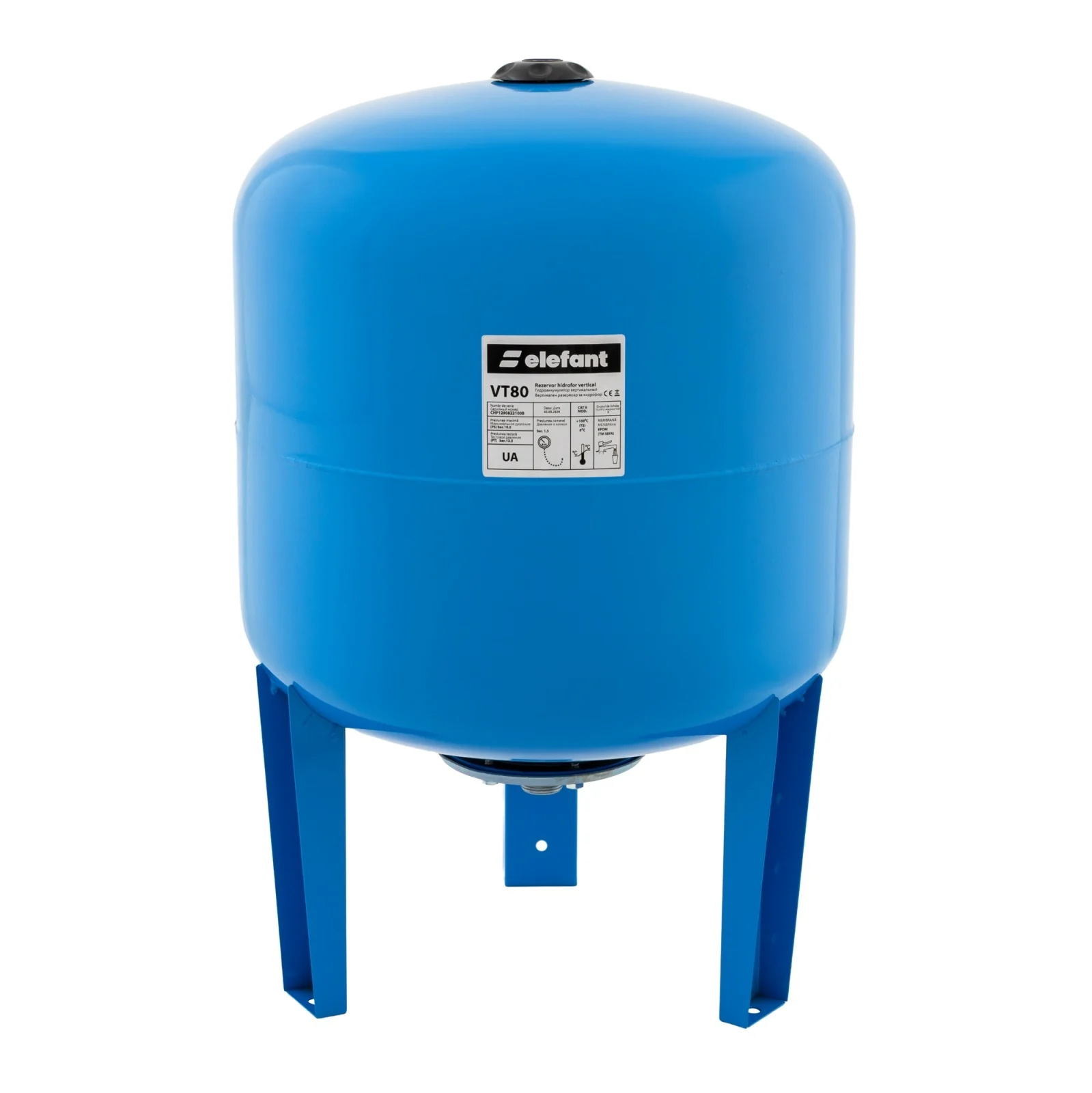 Pompe Submersibile - Vas de expansiune, capacitate 80 L, vertical, 10 Bar, membrana inclusa, ELEFANT