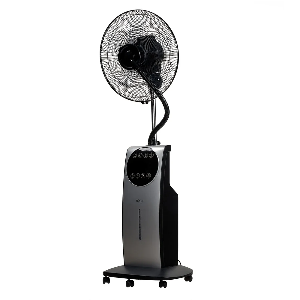 Casa & Gradina - Ventilator cu pulverizare apa, umidificare, roti, capacitate 3.1 L, 3 trepte, 200 ml/h, indicator nivel apa, BOHM