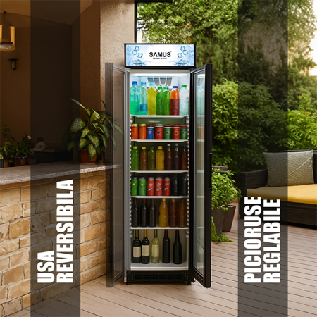 Vitrina frigorifica, capacitate 346 L, 5 rafturi, sistem racire cu ventilatie, dezghetare automata, SAMUS [6]