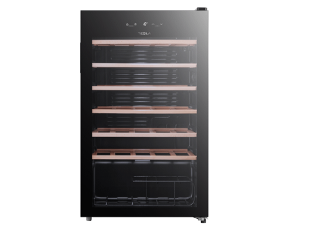 Racitoare vinuri - Vitrină vinuri TESLA RW092M, 93 L, 34 Sticle, Control Electronic 5–18°C, Display Exterior, Rafturi din Lemn, Iluminare LED, 39 dB, H 84,5 cm, Negru