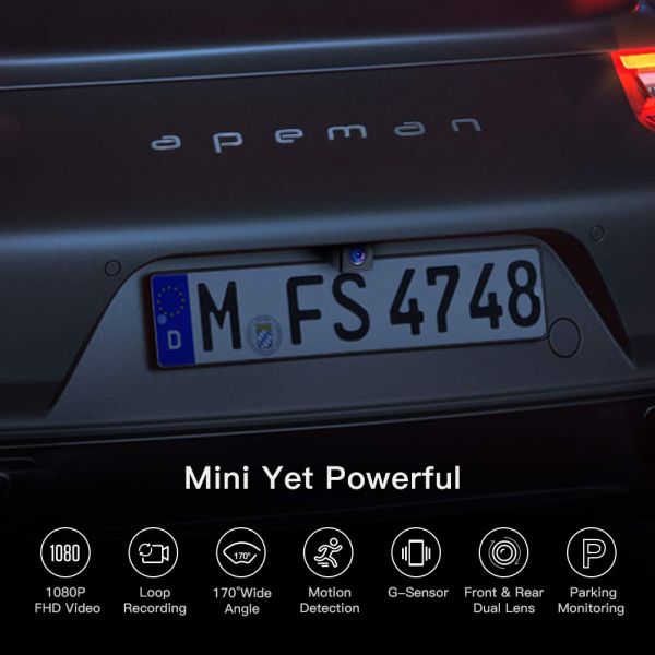 Camera auto DVR  Dubla Apeman C420D, Full HD,  Bord si Spate, Unghi 170 grade, Detector miscare, G-Sensor, Mod parcare, Filmare in bucla [8]