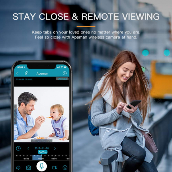 Camera supraveghere Wireless Apeman ID73, Full HD, Infrarosu, Alarma, Conectare Telefon [8]