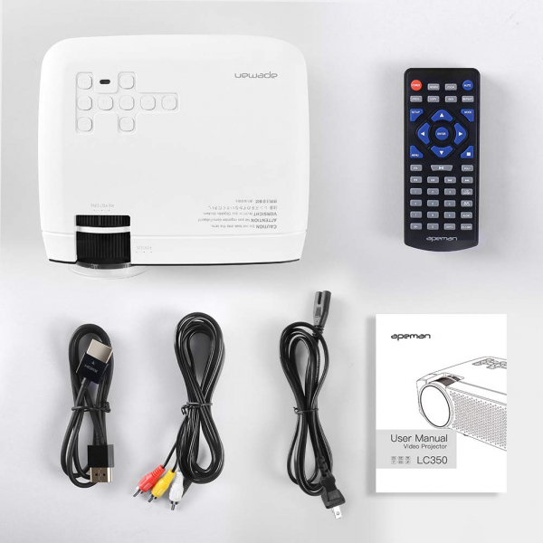 Videoproiector Apeman LC350, 3500 Lumeni, LED, HDMI, VGA, AV, USB, microSD