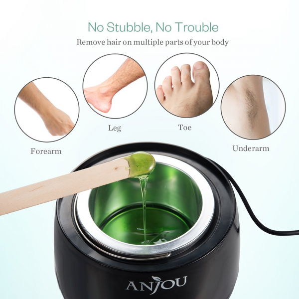 Kit Epilare Anjou AJ-PCA010 Incalzitor ceara profesional, 400g ceara, 4 arome, set spatule din lemn [3]