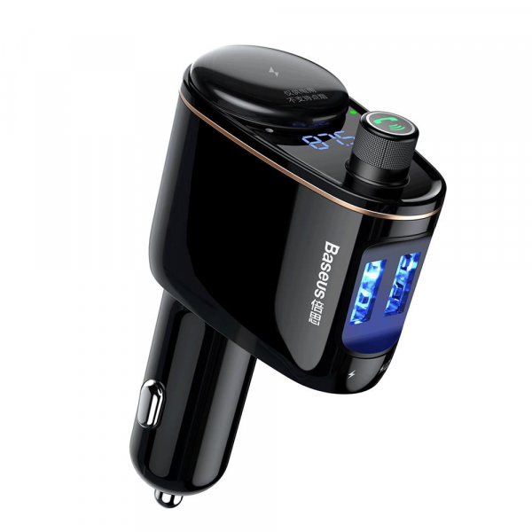Modulator FM Baseus Locomotive Bluetooth MP3 car charger black [1]