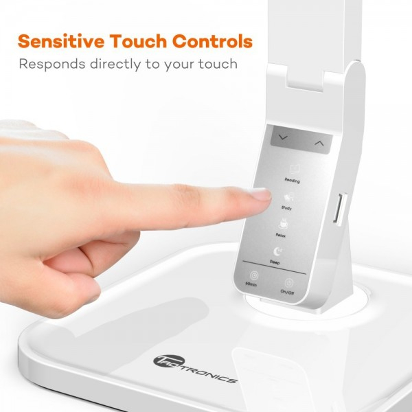 Lampa de birou LED TaoTronics TT DL02 control Touch, 4 moduri, 14W, USB - Alba [3]