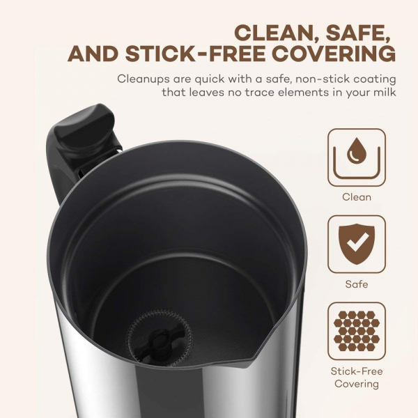 Aparat pentru spumarea laptelui din inox VAVA  recipient cu perete dublu, interior antiaderent [3]