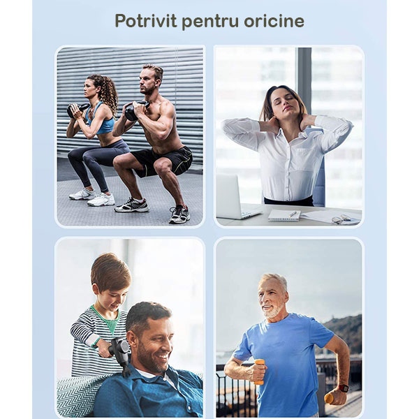 Aparat de masaj Gun Profesional TaoTronics TT-PCA003, 6 capete interschimbabile, 10  trepte de viteza [2]