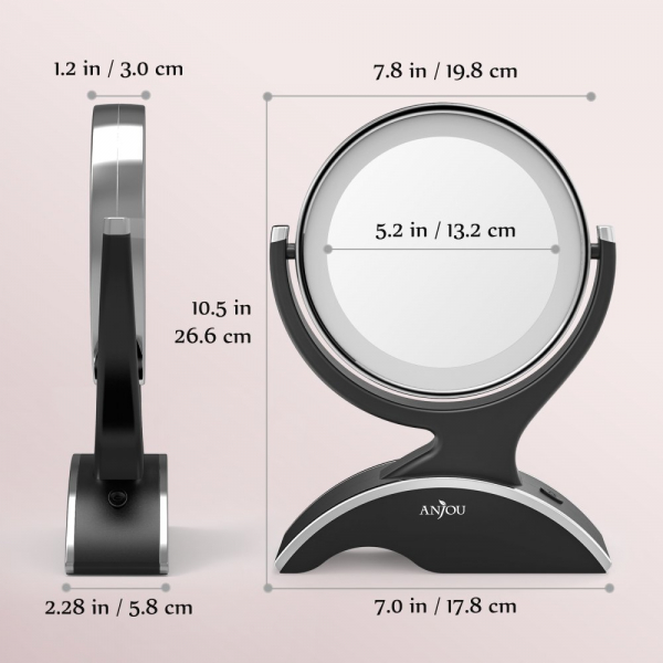 Oglinda cosmetica Anjou iluminata LED, 2 fete, Marire 7X [4]