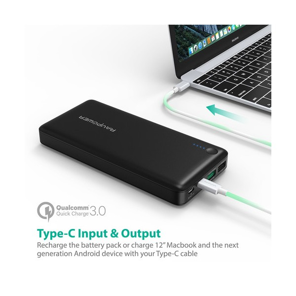 Baterie Externa RavPower 20100mAh 2 X USB + 1XUSB-C, Qualcomm QuickCharge QC3.0, model RP-PB043 [3]