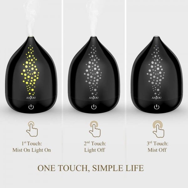 Difuzor aroma cu Ultrasunete Anjou AJ-AD006, 200ml, 13W, LED 7 culori, oprire automata - Negru [5]