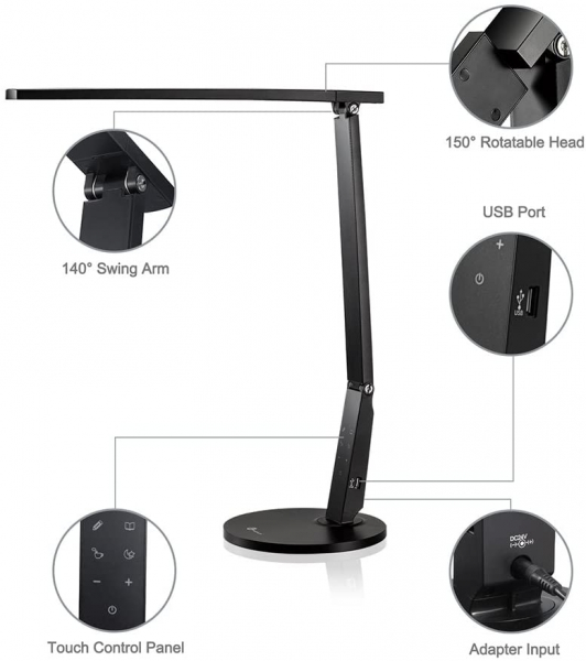 Lampa de birou cu LED TaoTronics TT-DL10, incarcare USB, 4 culori de lumina, 600 lumeni [3]