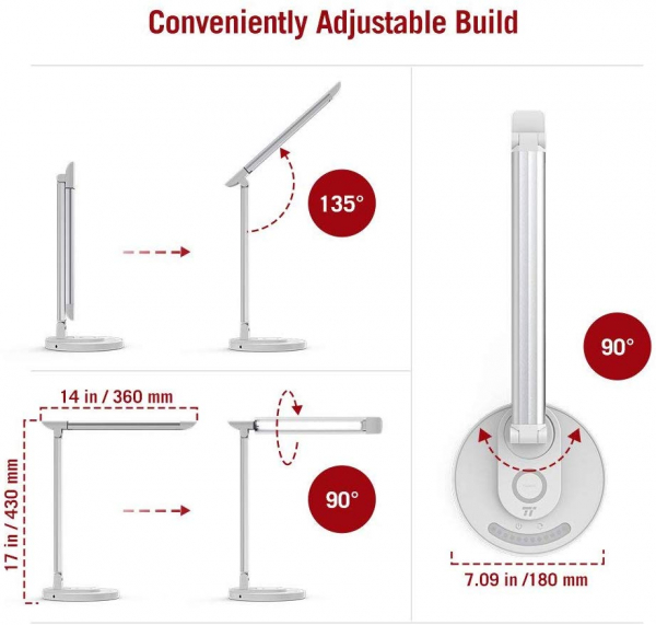 Lampa LED de birou TaoTronics TT-DL043, cu incarcator wireless, control touch, USB, 12W, 410 lm [2]