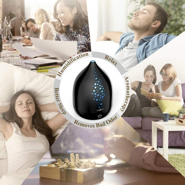 Difuzor aroma cu Ultrasunete Anjou AJ-AD006, 200ml, 13W, LED 7 culori, oprire automata - Negru [6]