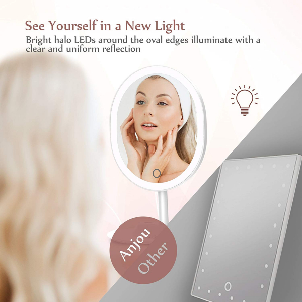 Oglinda cosmetica Anjou iluminata LED, control Touch, Marire 5X acumulator reincarcabil [6]
