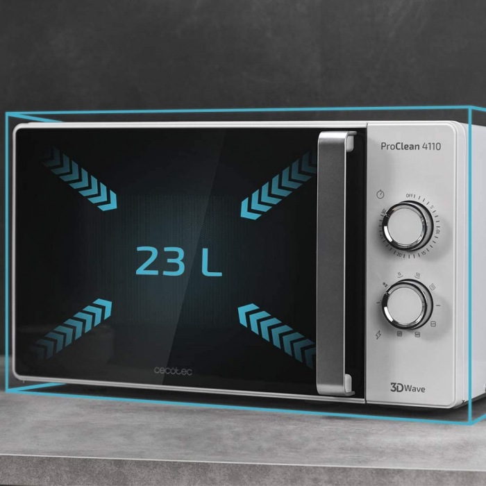 Cuptor cu microunde Cecotec ProClean 4110, 700 W, Mecanic, 23 l, 6 trepte, Tehnologie 3DWave, FullCrystal, Timer 30 minute [6]