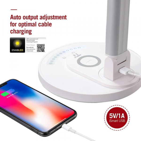 Lampa LED de birou TaoTronics TT-DL043, cu incarcator wireless, control touch, USB, 12W, 410 lm [6]