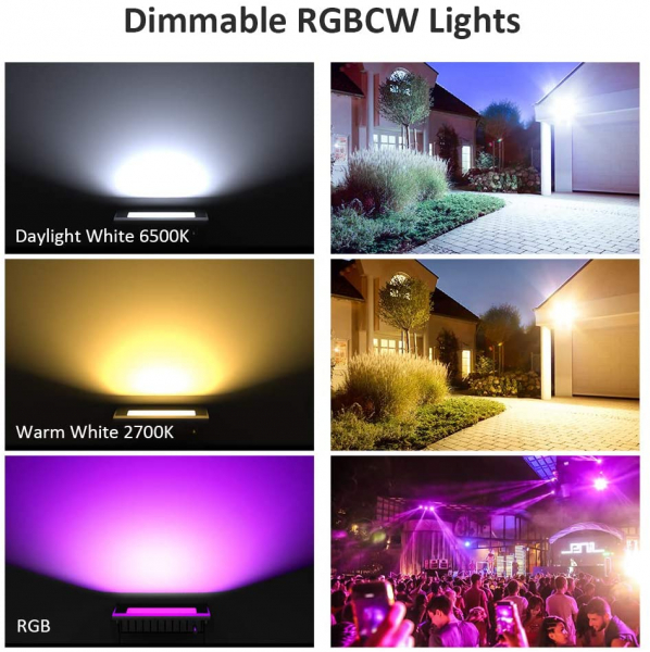 Set 2 proiectoare de podea Smart LED RGBCW Novostella NTF36, Wifi, Alexa,Google , 20W, Exterior IP66 Lumina alba dimabil [2]