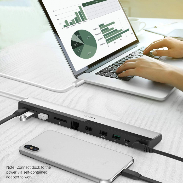 Adaptor 10 porturi Docking Station VAVA VA-DK002, Ethernet, SD Card, USB, QC, PD, pentru MacBook Pro si USBC [7]