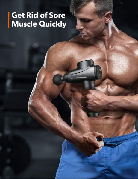 Aparat de masaj Gun Profesional TaoTronics TT-PCA003, 6 capete interschimbabile, 10  trepte de viteza [5]