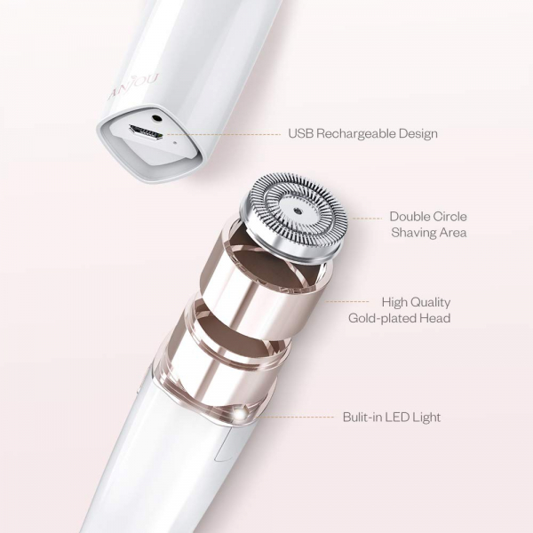 Trimmer facial femei Anjou AJ-PCA022, Lumina LED, pentru mustata, parul facial, baterie reincarcabila [8]