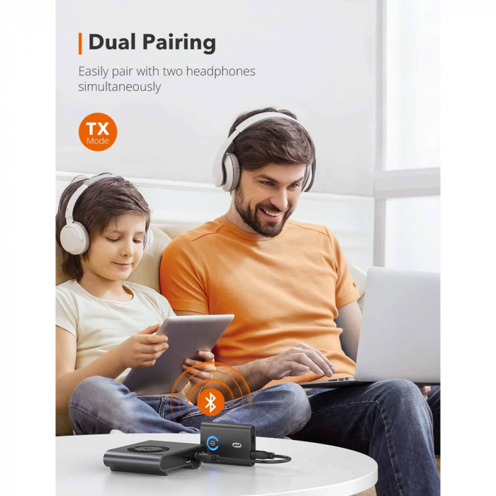Adaptor Bluetooth Transmitator si Receptor Audio 2 in 1 TaoTronics TT-BA015, Bluetooth 5.0, conectare 2 casti simultan [6]