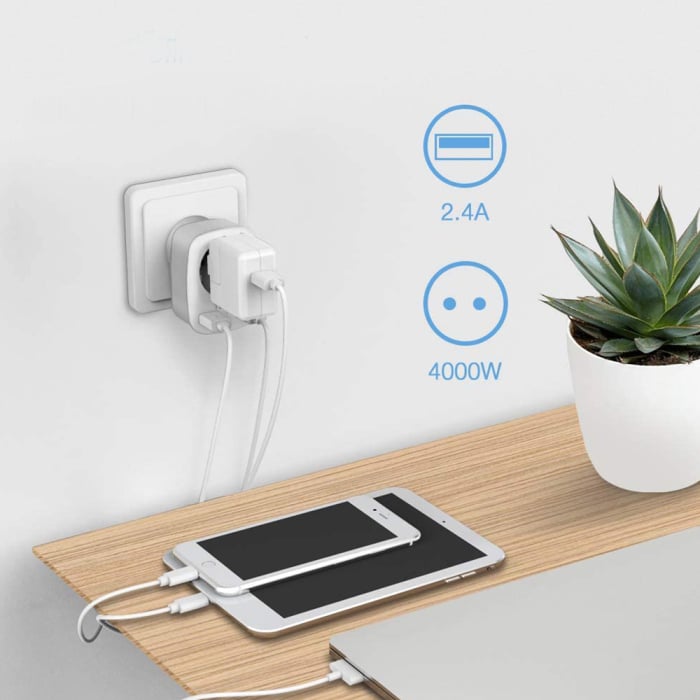 Adaptor Tessan TS-611-DE, 2xUSB - 2,4A, 13A [4]