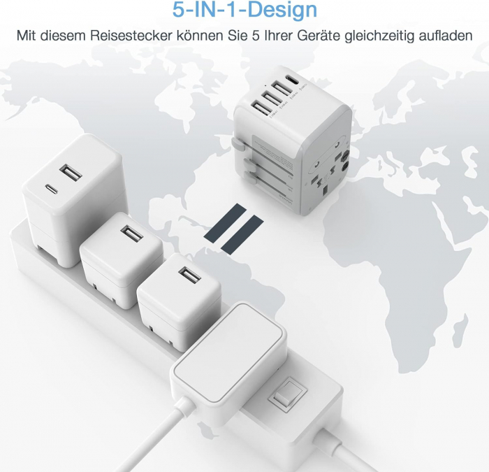 Adaptor International Tessan 633FC, 4xUSB - 3.4A, 10A, USB-C [8]