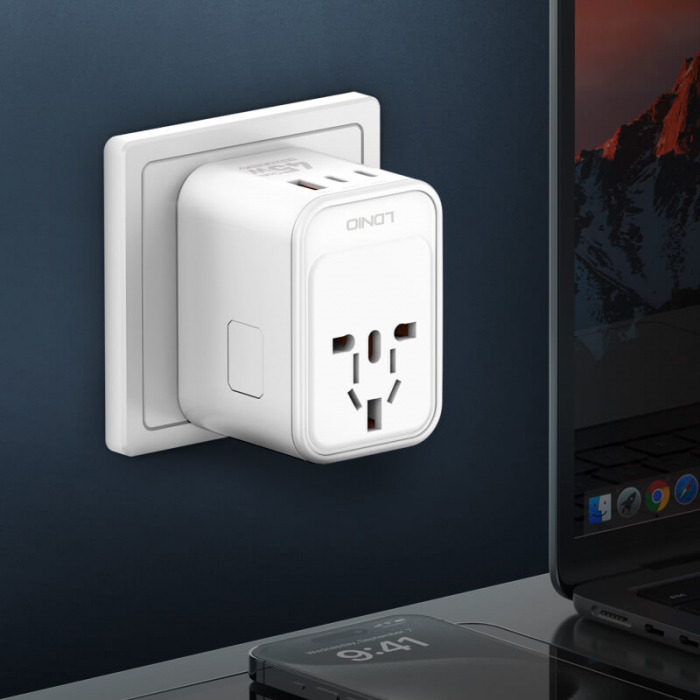 Adaptor priza international GaN LDNIO Z8, 1XUSB, 2XUSB-C, Incarcare rapida, 45W [3]
