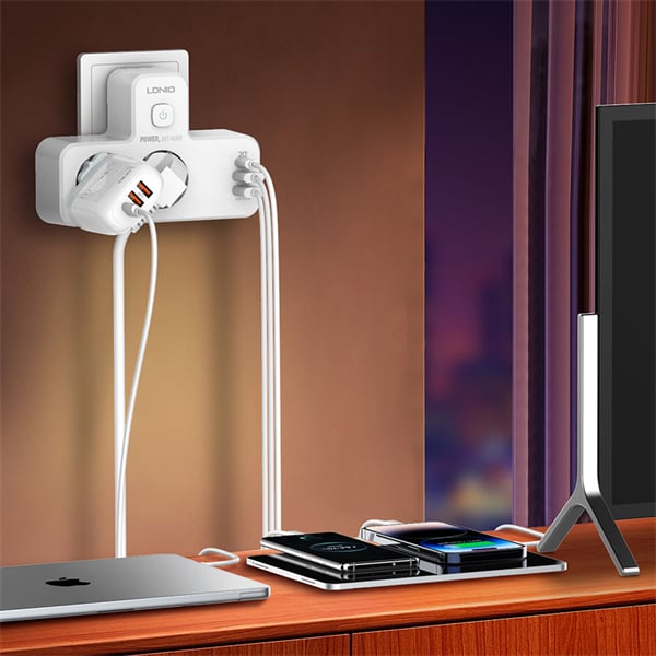 Adaptor priza LDNIO SE2337, 2 prize, 2 X USB-A, 1X USB-C, incarcare rapida QC 3.0, 10A [5]