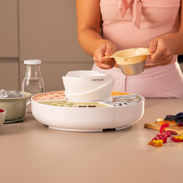 Aparat 2 in 1 Cecotec Fun&Sugar Gummy pentru preparat jeleuri si fondue de ciocolata ,40 W, 4 matrite din silicon, 4 tavi detasabile, design compact, usor de curatat [4]