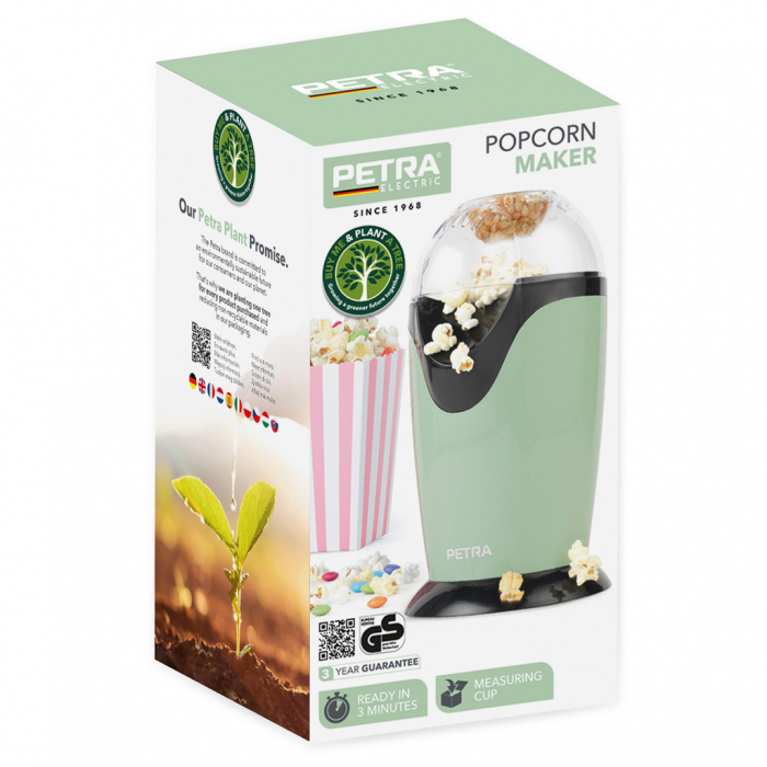 Aparat popcorn cu aer cald Petra, 1200 W, design retro, verde antiq [8]