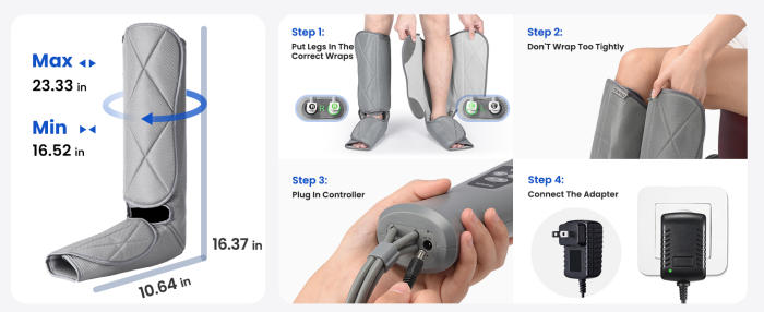 Aparat de masaj gambe si picioare cu compresie aer Renpho ALM071H, 5 moduri masaj, 3 intensitati, Incalzire, controler inclus, pentru circulatie si relaxare musculara [9]