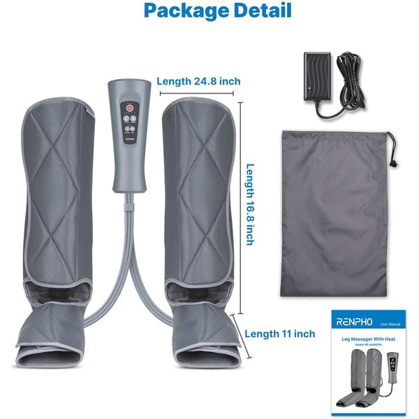 Aparat de masaj gambe si picioare cu compresie aer Renpho ALM071H, 5 moduri masaj, 3 intensitati, Incalzire, controler inclus, pentru circulatie si relaxare musculara [2]
