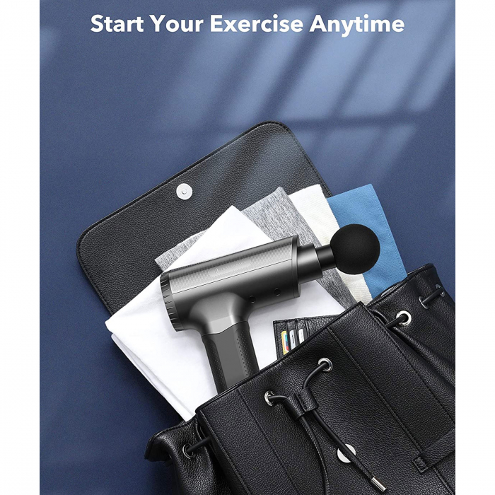 Aparat de masaj Gun TaoTronics TT-PCA004, 6 capete interschimbabile, 20 trepte de viteza - Albastru [6]